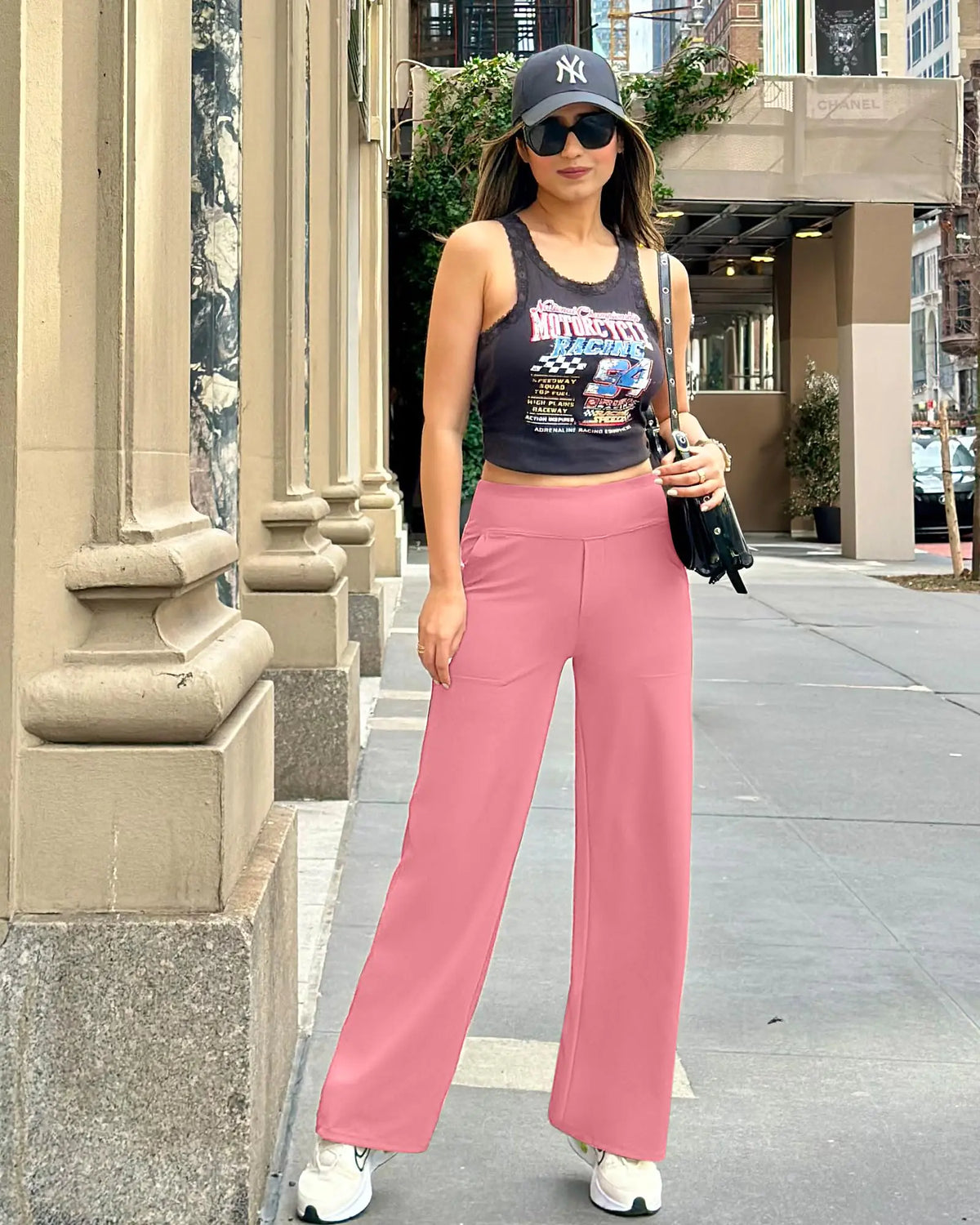 G4Free Yoga Pants Women Wide Leg Pants with Pockets High Waist Stretch Dress Casual Sweatpants Petite/Regular/Tall 29" Inseam XX-Large Pink Rieworkes