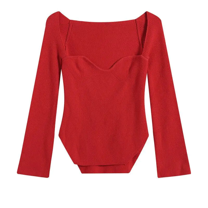Ribbed Sweetheart Long Sleeve Top Rieworkes