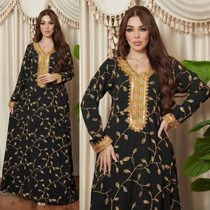 Arab Dubai Embroidery Applique Muslim Dinner Robe Mimarta