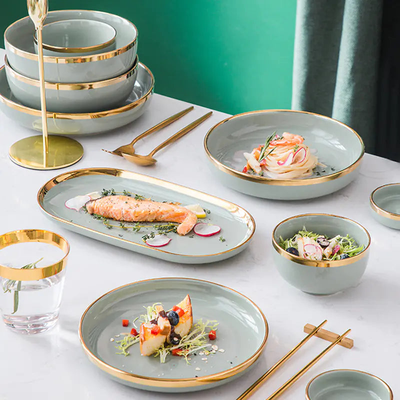 Light Luxury Large Ceramic Rice Bowl Tableware Set Mimarta