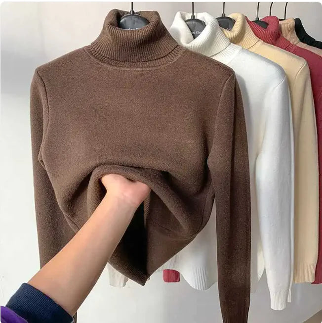 Cozy Velvet Art Retro Turtleneck Pullover Sweater Rieworkes