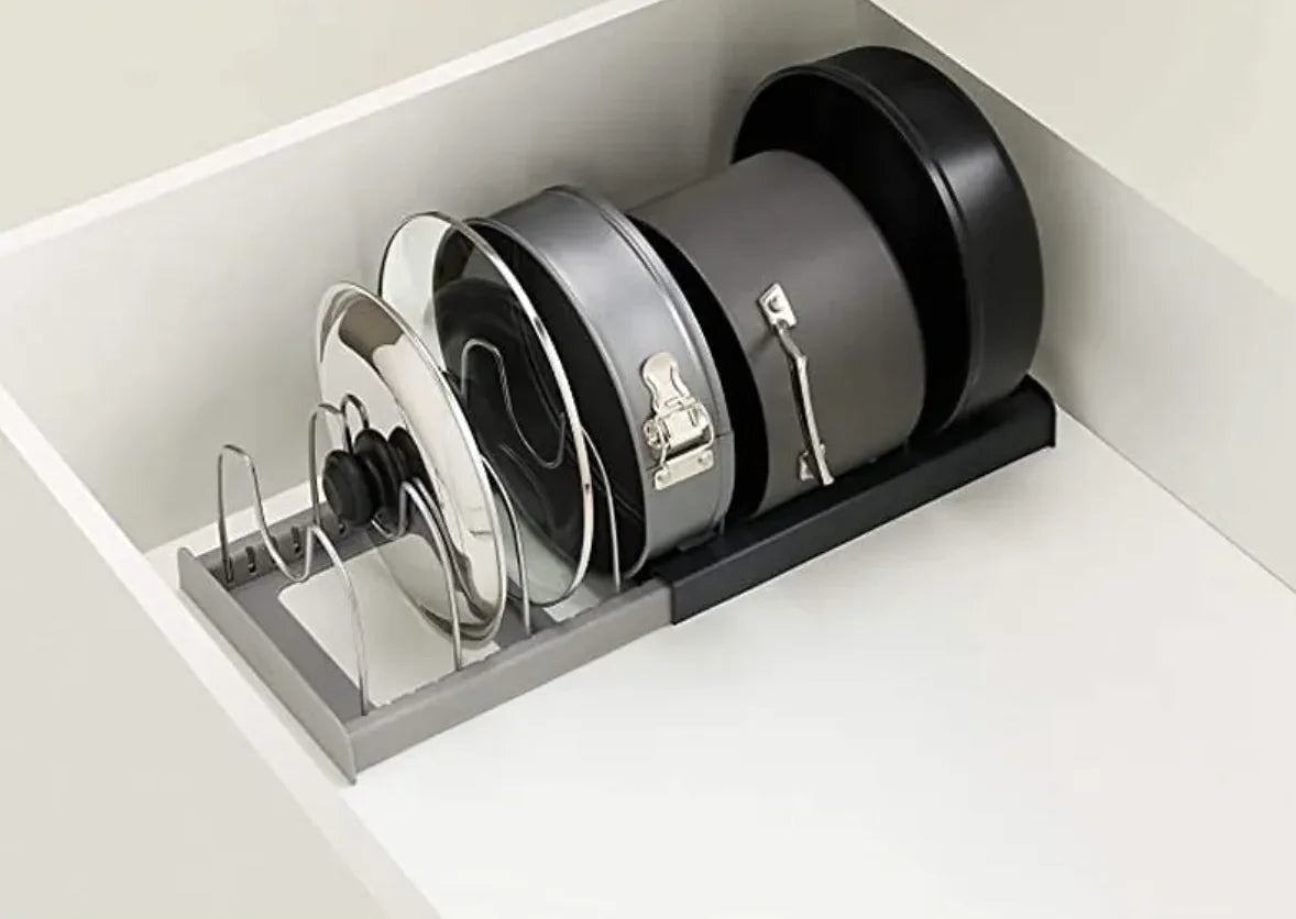 Stainless Steel Adjustable Pot Lid Rack Rieworkes