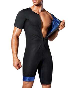 Junlan Sauna Suit for Men Full Body Waist Trainer Sauna Shirt for Working Out(BlueX-Large) Mimarta