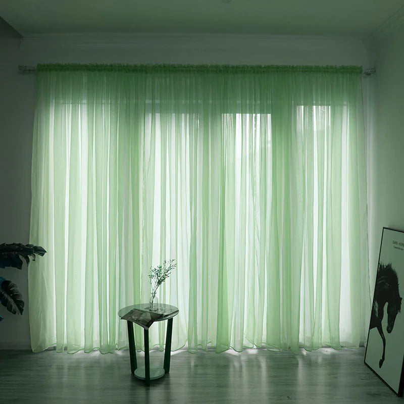 Simple And Modern Balcony Solid Color Gauze Curtain Rieworkes