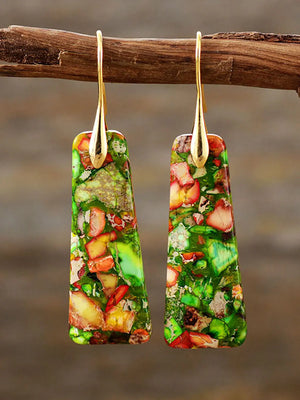Geometrical Shape Imperial Jasper Dangle Earrings Rieworkes