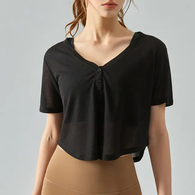 V-Neck Long Sleeve Yoga Top Sports Shirt Rieworkes