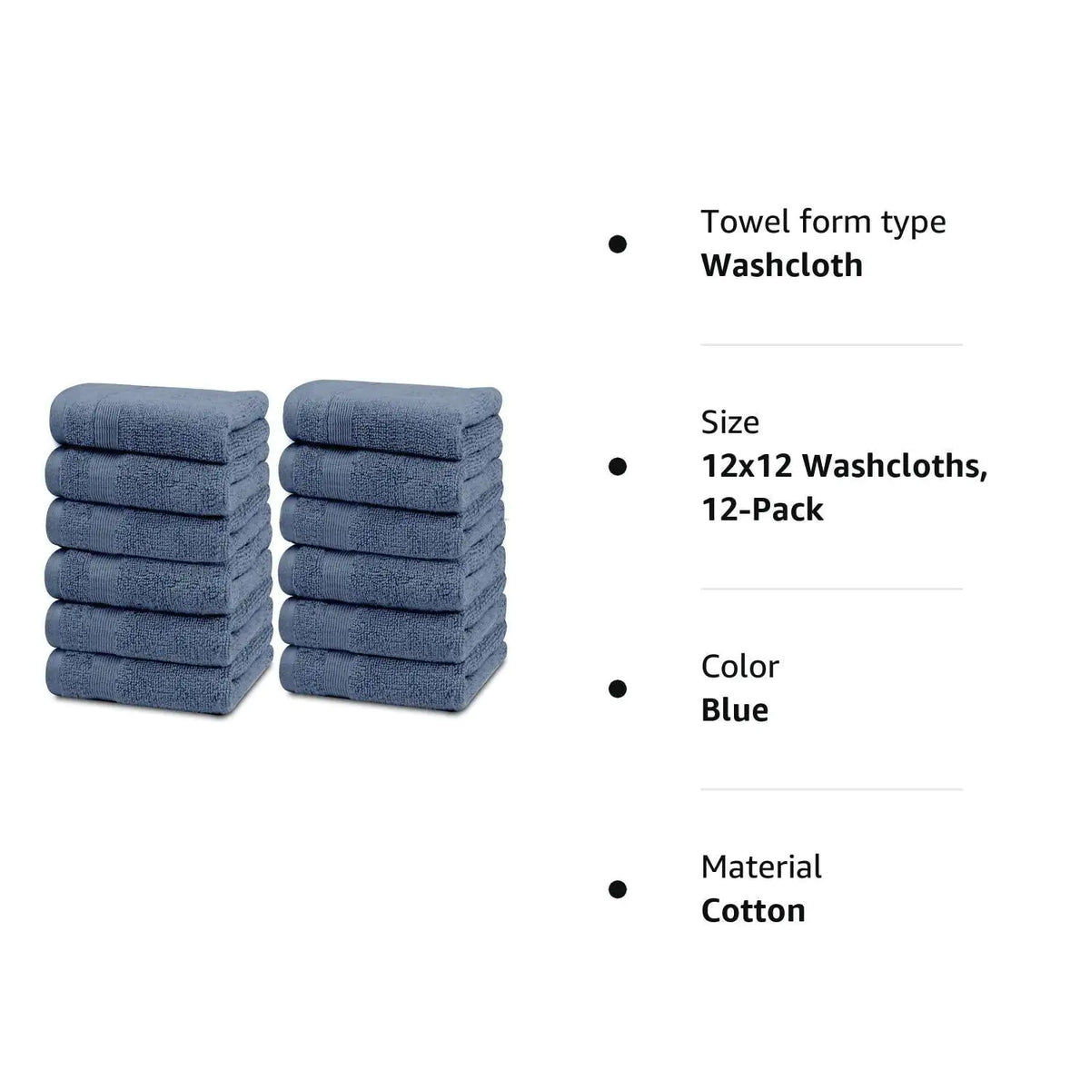 Resort Collection Soft Washcloth Face Body Towel Set 12 Pack Blue 12x12 Luxury Rieworkes