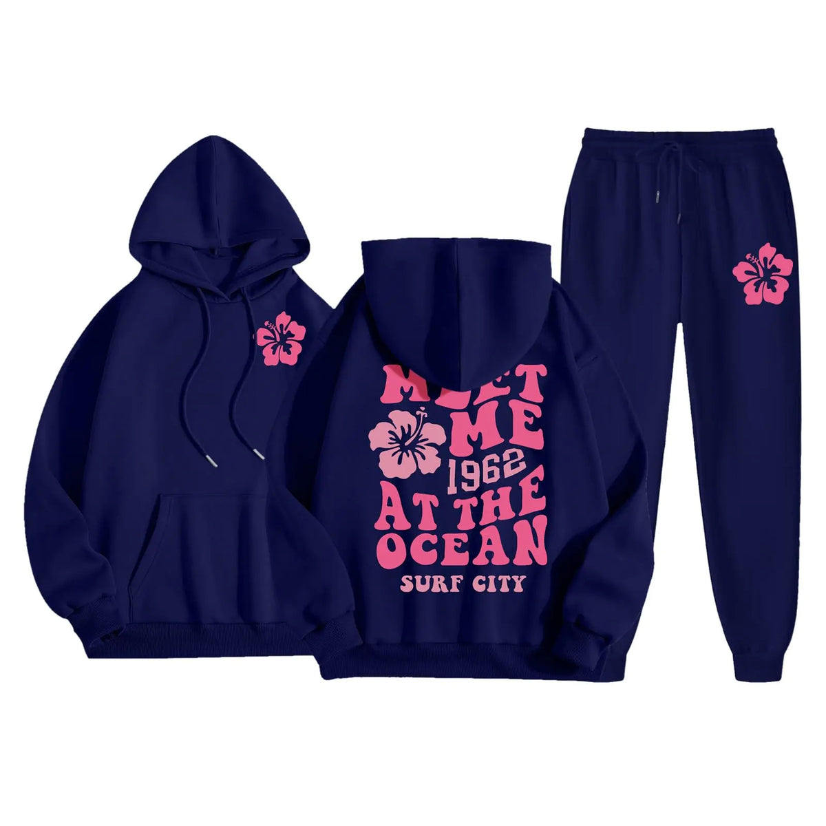 2 Piece Sets for Women Cute Pink Graphic Sweatsuits 2 Piece Outfit Fall Fashion 2024 Preppy Hoodie and Sweatpants Tracksuit Sets Teen Girls Navy Todays for in Clearance M Mimarta