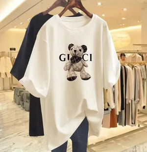 Korean Style Bear Print Casual T-Shirt for Women Rieworkes