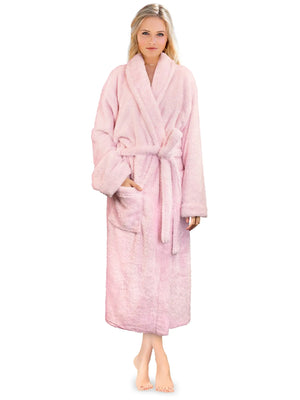 PAVILIA Premium Womens Plush Soft Robe Fluffy, Warm, Fleece Sherpa Shaggy Bathrobe 2X-3X Light Pink Rieworkes