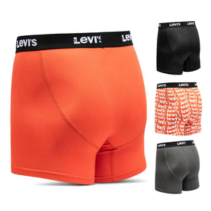 Levi's Mens Underwear Microfiber Boxer Brief for Men Ultra Soft 4 Pack Small Black, Orange, Charcoal. Orange Print Rieworkes