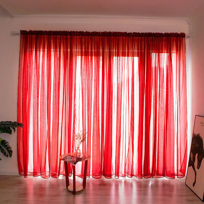 Simple And Modern Balcony Solid Color Gauze Curtain Rieworkes