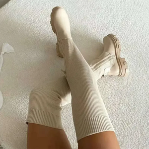 Thigh High Stretch Knit Boots Rieworkes