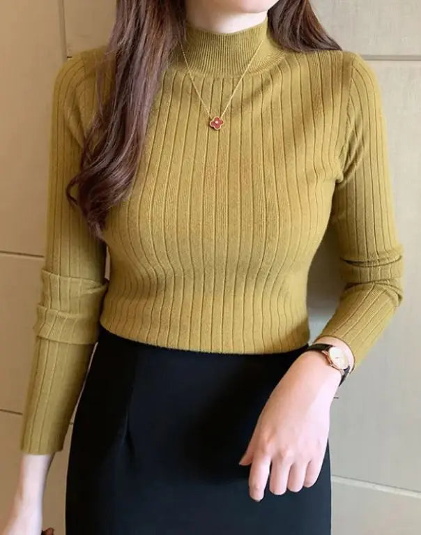 Half Turtleneck Bottoming Shirt Women's Long-sleeved Sweater Top Rieworkes