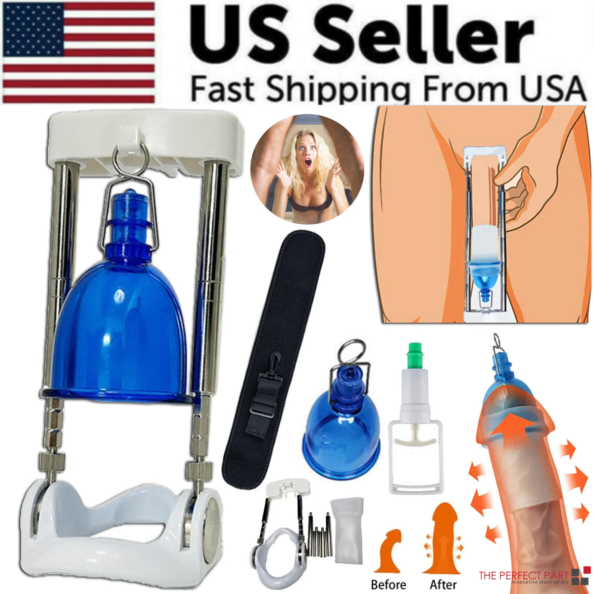 Super Penis Enlargement Extender Vacuum Stretcher Pump Hanger Bigger Enhancement Rieworkes