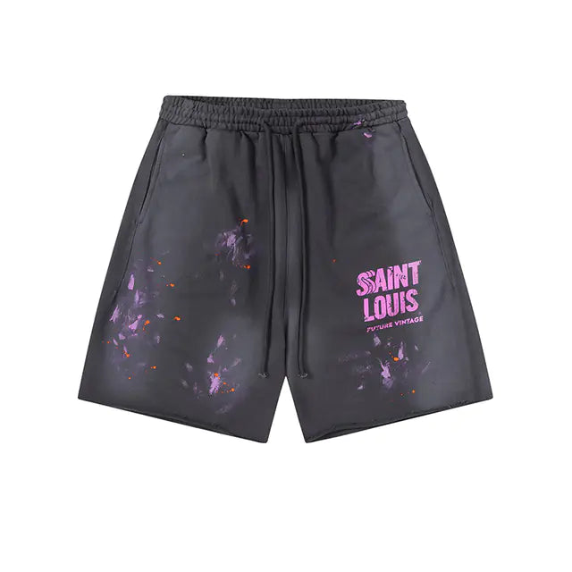 SAINT LOUIS Handmade Ink Spray Retro Style Shorts Mimarta