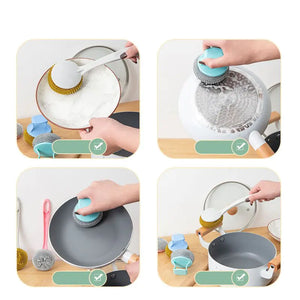 Random Color Kitchen Wash Pot Dish Brush Washing Utensils With Washing Up Liquid Soap Dispenser Household Cleaning Accessories Rieworkes