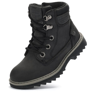 TZJS Girls Boys Toddler Boots Kids Unisex Lace Up Hiking Work Boots Girl Water Resistant Ankle Boot Boy Sizes 7-13 Outdoor Autumn Shoes for Toddler/Little Kid(Black12) Rieworkes