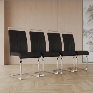 Modern Dining Chairs,PU Faux Leather High Back Upholstered Side Chair With C-shaped Tube Plating Metal Legs For Dining Room Kitchen Vanity Patio Club Guest Office Chair Set Of 2 Rieworkes