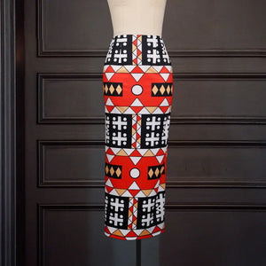High Waist Large Size Slim Geometric Print Skirt Rieworkes