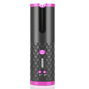 Hair Curler LCD Cordless Auto Rotating Waver Curling Iron Ceramic Wireless USA Rieworkes