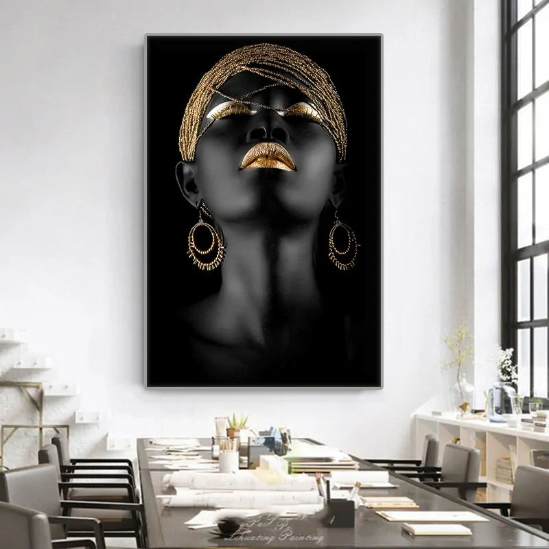 Modern Art Canvas African Black Woman Posters Rieworkes