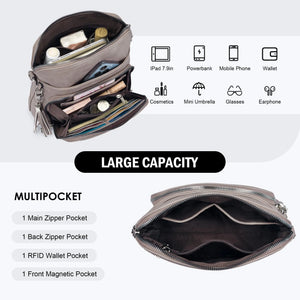 Crossbody Purse for Women,Lightweight Medium Crossbody Bag Soft Leather Women's Shoulder Handbags with Tassel Taupe Rieworkes