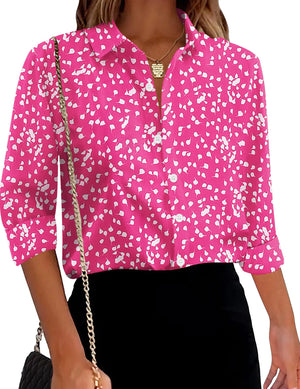 Zeagoo Womens Casual Button Up Tops Button Down Long Sleeve Floral Print Shirts Winter Casual Office Work Tunic Mimarta