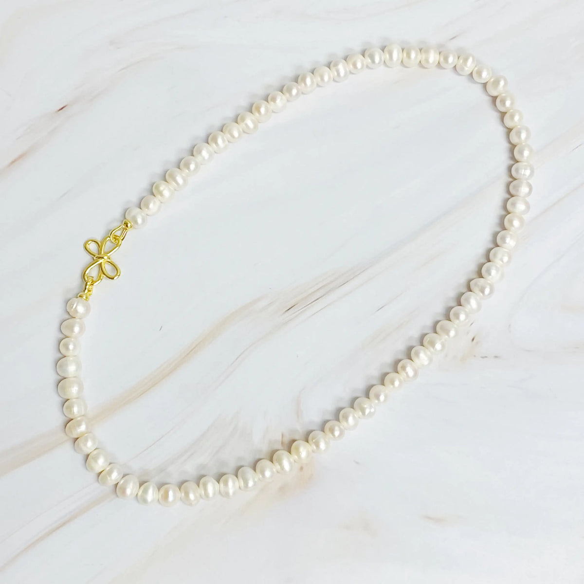 Clover Clasp Genuine Pearl Necklace Rieworkes