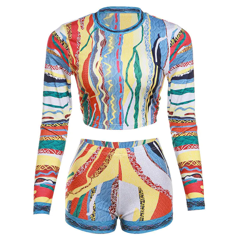 Long Sleeve Printed Mini Short Rieworkes