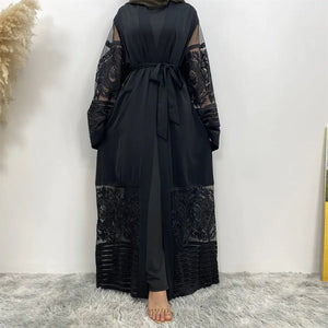 Embroidered Mesh Cardigan Robe Dress Mimarta