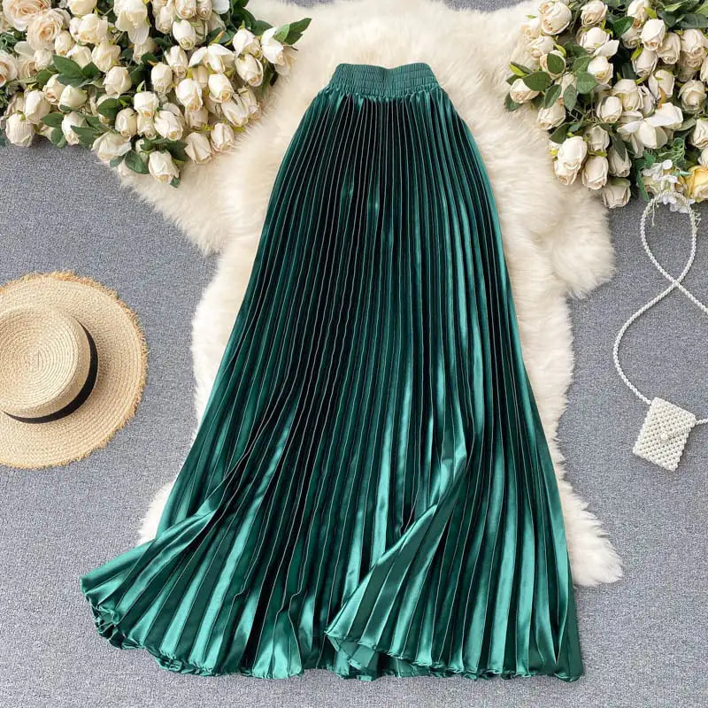 Trendy Light Luxury Pleated Mid-length Skirt Mimarta