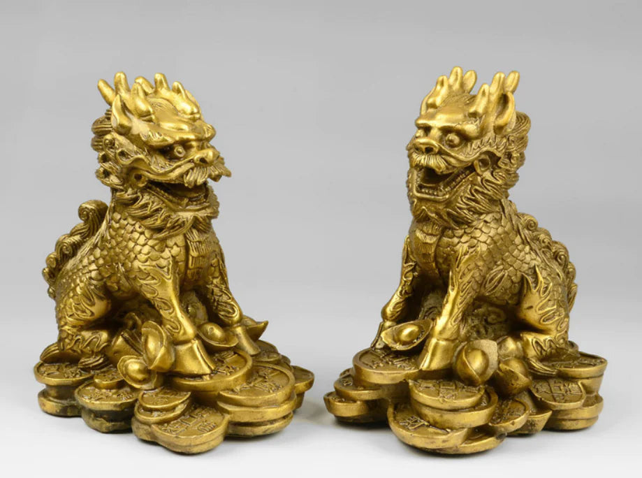 Brass Feng Shui Qilin Decorative Furniture Piece Mimarta