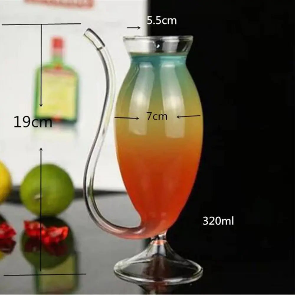 Creative Transparent Glass Vampire Wine Cup with Straw Mimarta