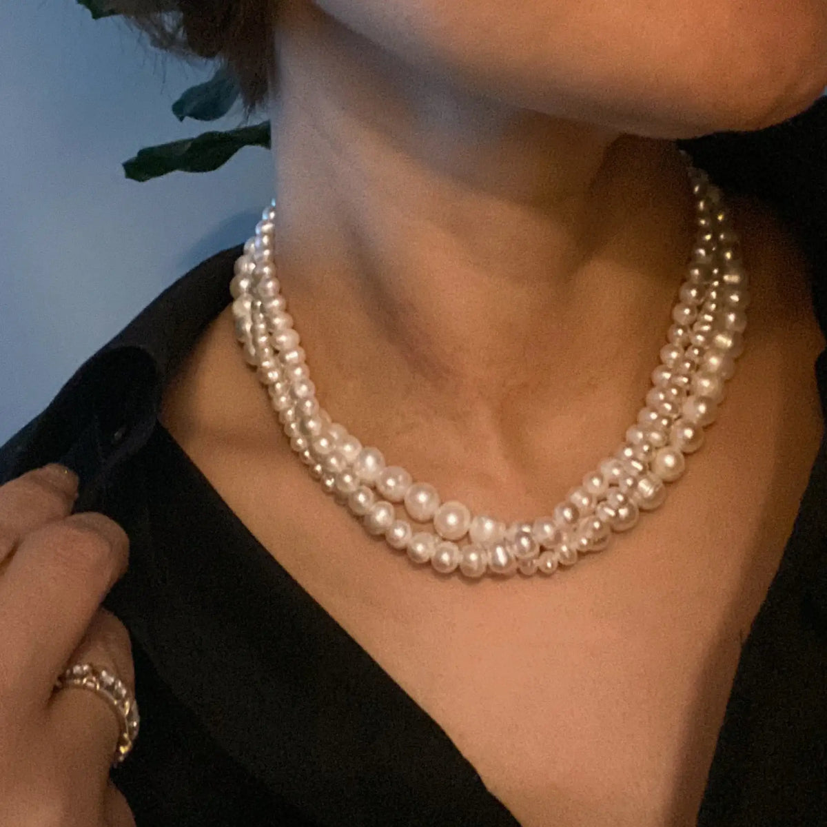 Clover Clasp Genuine Pearl Necklace Rieworkes