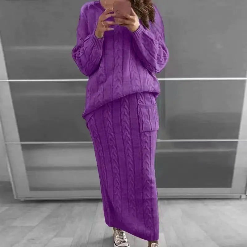 Autumn Winter Women's Fashion Sweater Dress Set Mimarta