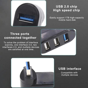 High Speed 3 Port USB 3.0 Multi HUB Splitter Expansion Desktop PC Laptop Adapter Rieworkes
