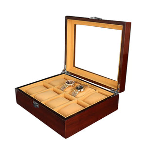 8-Position Wooden Watch Box for Display and Storage Mimarta