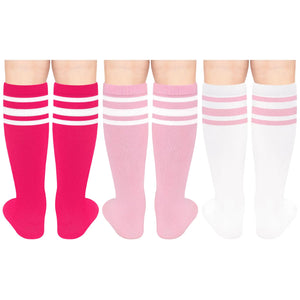 Toddler Soccer Socks Kids Soccer Socks Youth Soccer Socks Kids Baseball Socks Girls Softball Socks Boys Football Socks 6-9 Years 3 Pack Pink/White, Hot Pink/White, White/Pink Rieworkes
