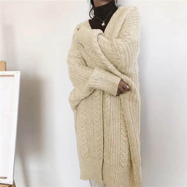 Women's Thick Knitted Long Sweater Coat for Fall/Winter Mimarta