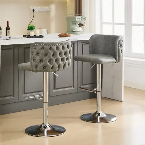 Furniture,Swivel Barstools Adjusatble Seat Height, Modern PU Upholstered Bar Stools With The Whole Back Tufted, For Home Pub And Kitchen Island Rieworkes