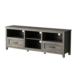 70 Inch Length TV Stand For Living Room And Bedroom, With 2 Drawers And 4 High-Capacity Storage Compartment, Black Pine Rieworkes