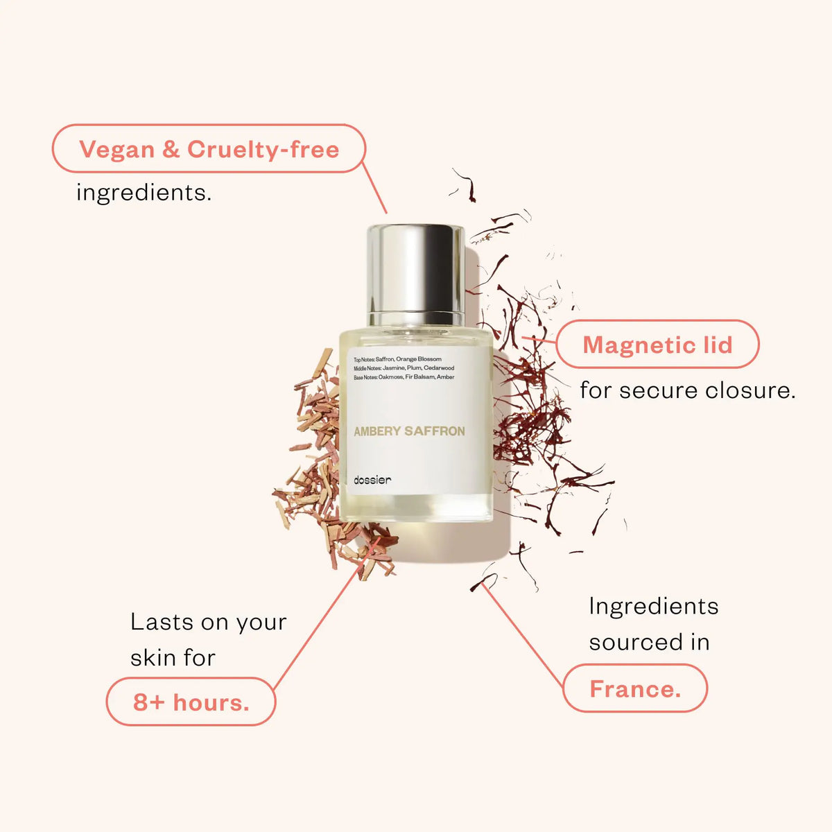Dossier - Eau de Parfum - Ambery Saffron - Inspired by MFK's B.accarat R.ouge 5.40 - Perfume Luxury - Pure Infused - Paraben Free - Vegan - For Women Men Unisex - Fragrance (100 ml) 3.4 Fl Oz (Pack of 1) Rieworkes
