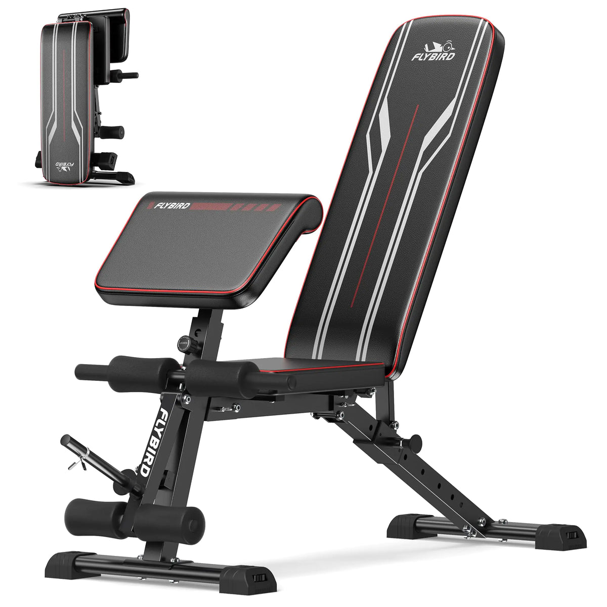 FLYBIRD Adjustable Weight Bench with Leg Extension and Curl Machine Preacher Curl Bench Foldable Workout Bench for Home Gym 800LBS Weight Capacity Exercise Bench for Full Body Strength Training Mimarta