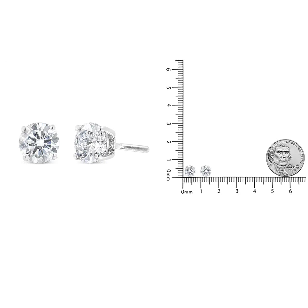 IGI Certified 14K White Gold 1 1/2 Cttw Lab Grown Diamond Solitaire Stud Earrings with Screwbacks (J-K Color, VVS2-VS1 Clarity) Rieworkes