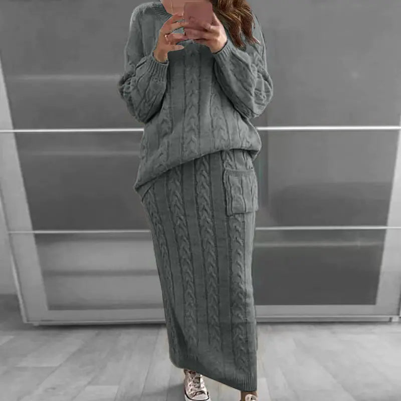 Autumn Winter Women's Fashion Sweater Dress Set Mimarta