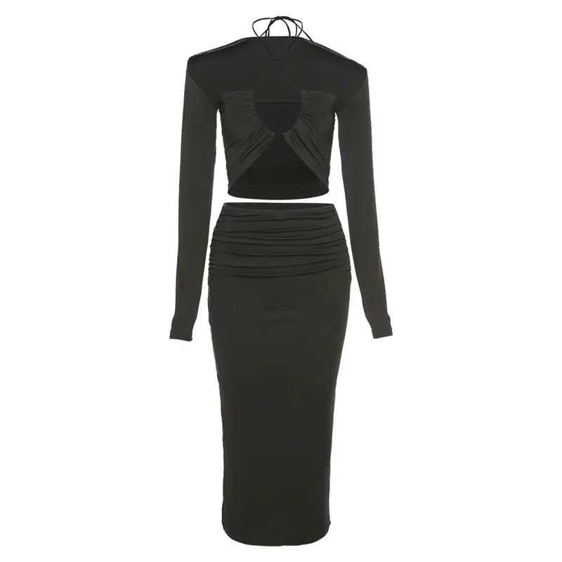 Women's Autumn Winter Set: Crop Jacket &amp; Skirt Mimarta