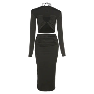 Women's Autumn Winter Set: Crop Jacket & Skirt Mimarta