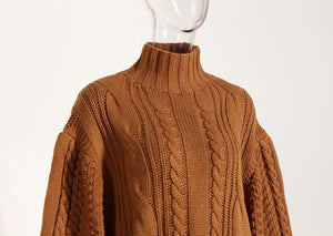 Women's Stand Collar Lantern Sleeve Sweater Rieworkes