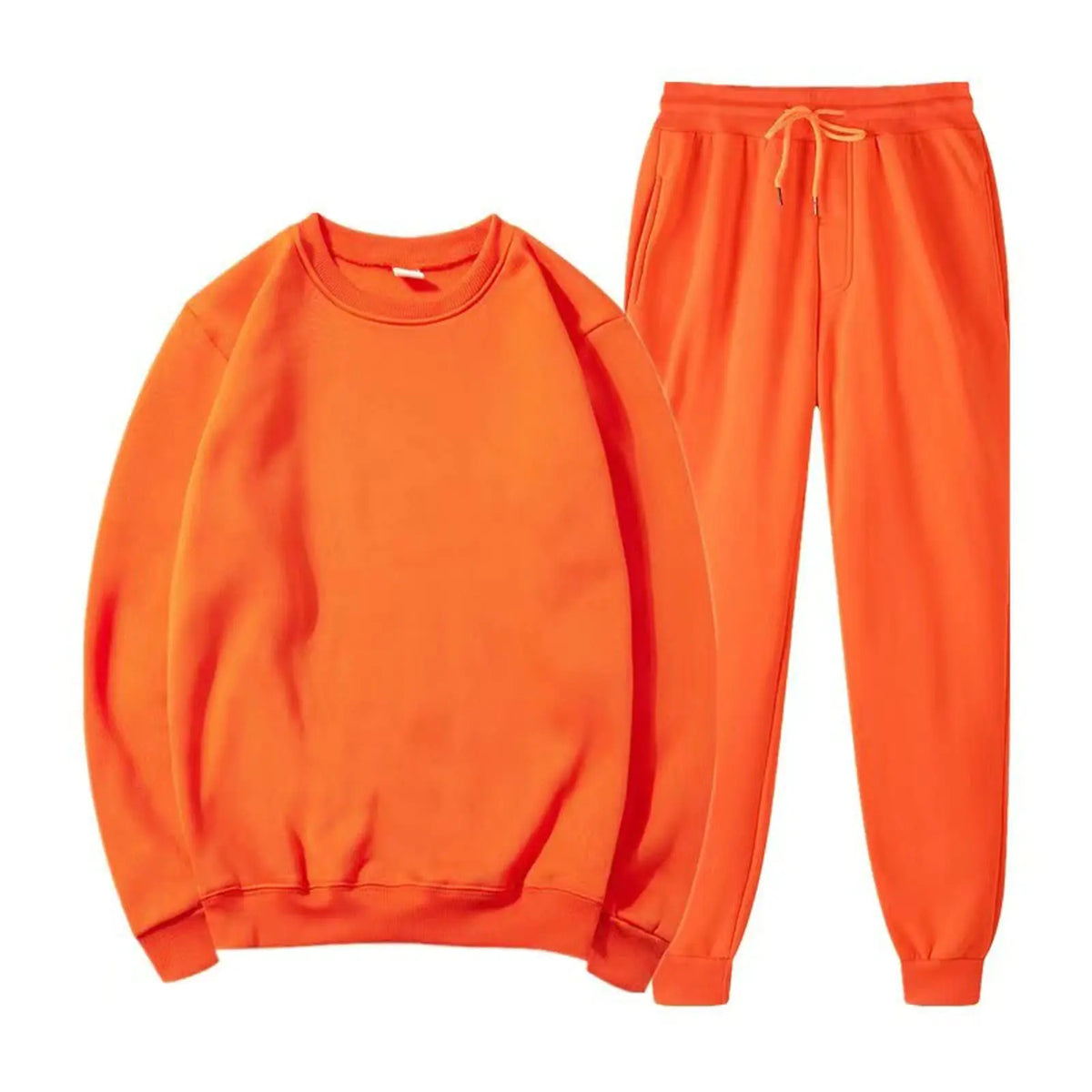 Sweatsuits For Men Workout Mens 2 Piece Crew Neck Tracksuit Set Jogging Suit Outfits Long Sleeve Sweatshirt and Sweatpants OrangeLarge Mimarta